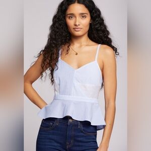 NWT Current/Elliott The Julienne Blue/White Striped Shirting Peplum Top Sz XL